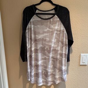 Torrid Camo Classic Fit Top with 3/4 Sleeves